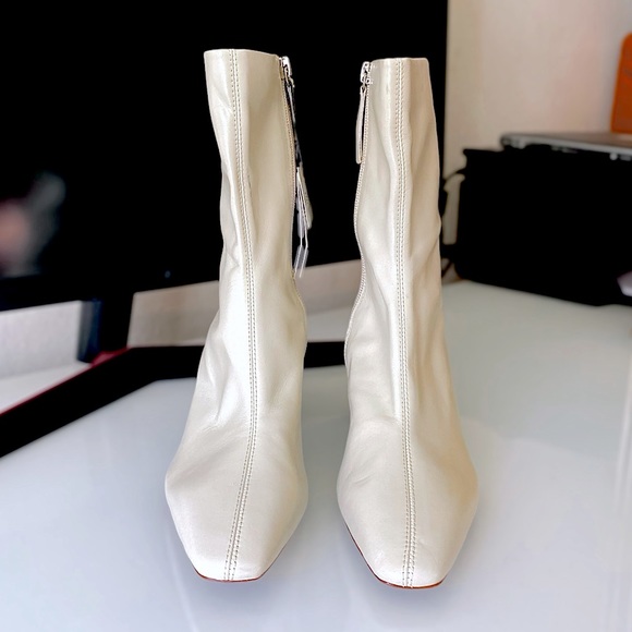 ZARA Ivory Soft Leather High Heeled Ankle Boots - Picture 4 of 16